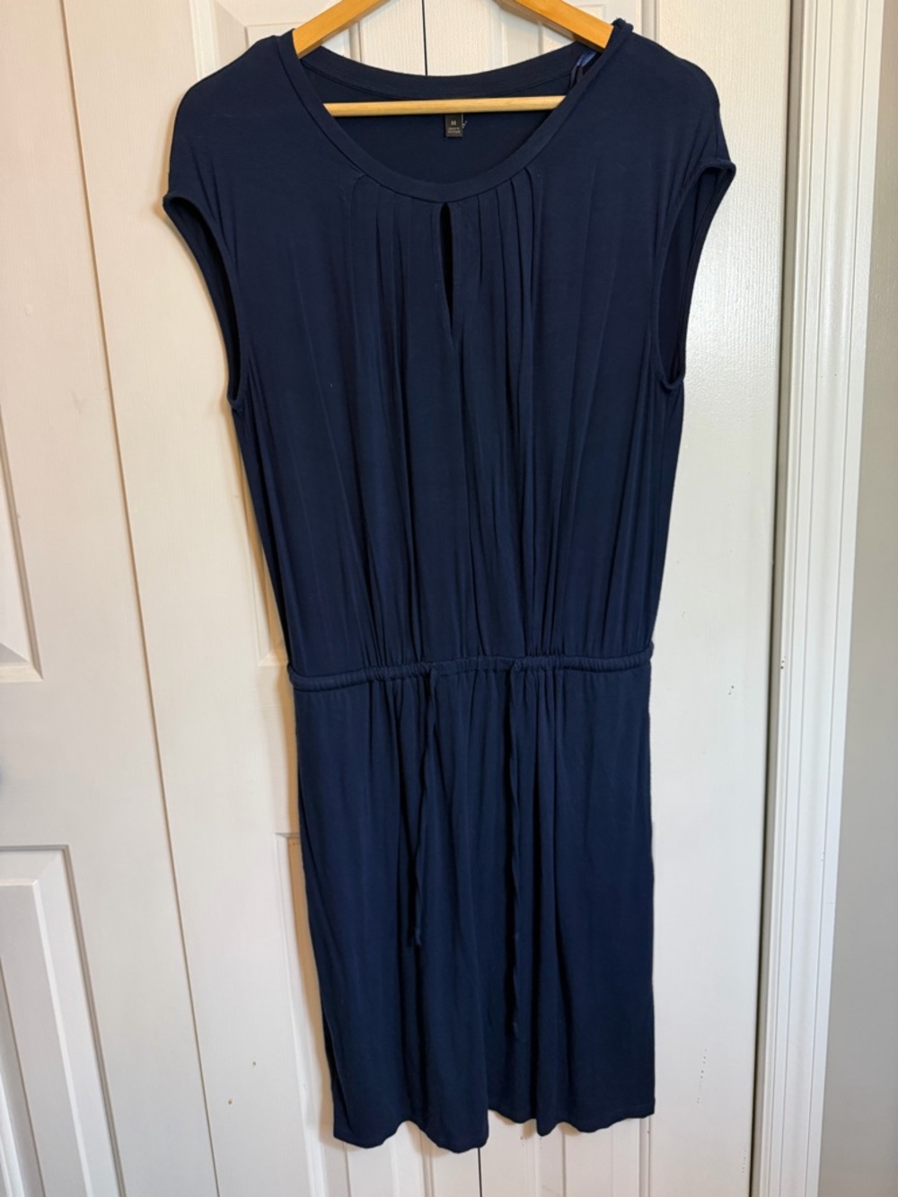 Banana Republic Navy Pleated Drawstring Midi Dress M